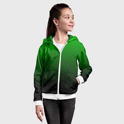 Толстовка на молнии детская Green gradient, цвет: 3D-белый — фото 2