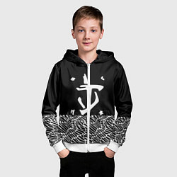 Толстовка на молнии детская Doom геометрия линии, цвет: 3D-белый — фото 2