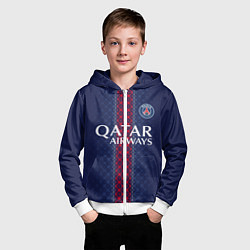 Толстовка на молнии детская ПСЖ домашняя форма 25 26, цвет: 3D-белый — фото 2