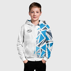 Толстовка на молнии детская Субару - фрагменты, цвет: 3D-белый — фото 2