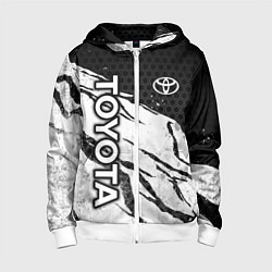 Толстовка на молнии детская Toyota - черный и белый, цвет: 3D-белый