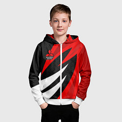 Толстовка на молнии детская Митсубиси - красный спорт, цвет: 3D-белый — фото 2
