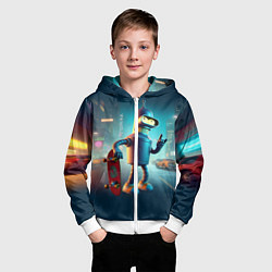 Толстовка на молнии детская Сынишка Бендера крутой скейтбордист, цвет: 3D-белый — фото 2