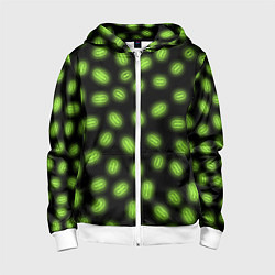 Толстовка на молнии детская Неоновые бактерии, цвет: 3D-белый