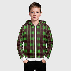 Толстовка на молнии детская Neon color black and green stripes, цвет: 3D-белый — фото 2