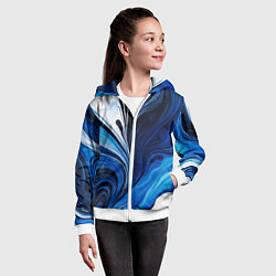 Толстовка на молнии детская Бело синяя абстракция, цвет: 3D-белый — фото 2