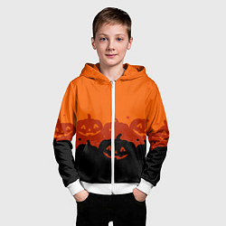 Толстовка на молнии детская Хэллоуин счастливые тыквы, цвет: 3D-белый — фото 2