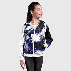 Толстовка на молнии детская Чёрно-фиолетовый абстракция волна, цвет: 3D-белый — фото 2