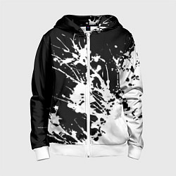 Толстовка на молнии детская Взрывная белая краска на чёрном, цвет: 3D-белый