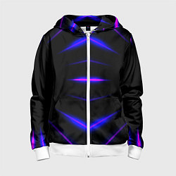 Толстовка на молнии детская Color black neon stripes, цвет: 3D-белый