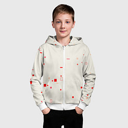 Толстовка на молнии детская Color white red shapes, цвет: 3D-белый — фото 2