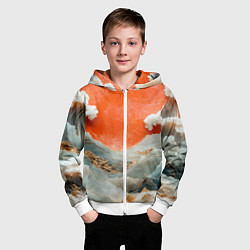 Толстовка на молнии детская Японский пейзаж абстракция, цвет: 3D-белый — фото 2