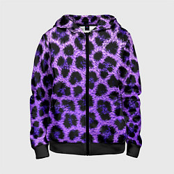 Толстовка на молнии детская Леопардовый фиолетовый, цвет: 3D-черный