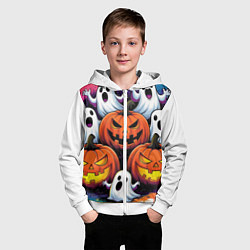 Толстовка на молнии детская Happy Halloween 25, цвет: 3D-белый — фото 2