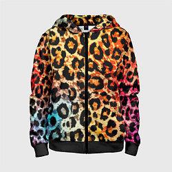 Толстовка на молнии детская Стилизованный леопардовый, цвет: 3D-черный