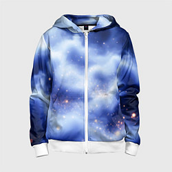 Толстовка на молнии детская Сине-голубая волшебная дымка, цвет: 3D-белый