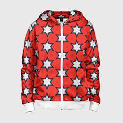 Детская толстовка на молнии Звезды на красном