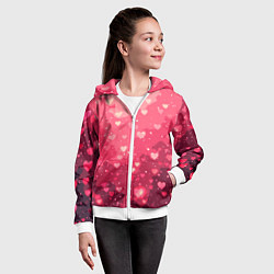 Толстовка на молнии детская Розовый с сердечками паттерн, цвет: 3D-белый — фото 2
