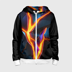 Толстовка на молнии детская Neon orange glow, цвет: 3D-белый