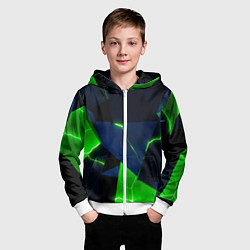 Толстовка на молнии детская Neon tile green, цвет: 3D-белый — фото 2