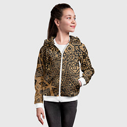 Толстовка на молнии детская Золотая метаморфоза на черном, цвет: 3D-белый — фото 2