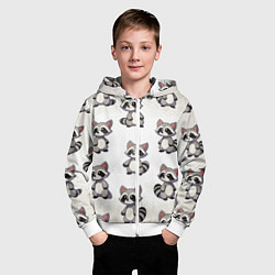 Толстовка на молнии детская Много енотов, цвет: 3D-белый — фото 2