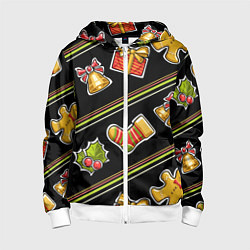 Толстовка на молнии детская Рождественский дух, цвет: 3D-белый