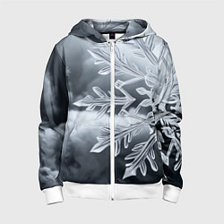 Детская толстовка на молнии Снежинка на черно белое