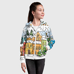 Толстовка на молнии детская Новогодний снегопад, цвет: 3D-белый — фото 2