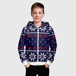 Толстовка на молнии детская Вязаный новогодний узор, цвет: 3D-белый — фото 2