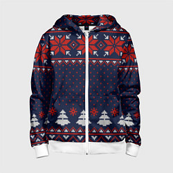 Детская толстовка на молнии Новогодний вязаный узор