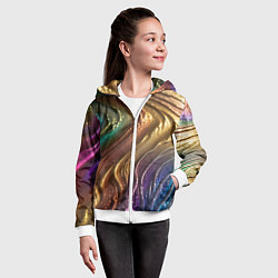 Толстовка на молнии детская Сморщенные складочки жидкости, цвет: 3D-белый — фото 2