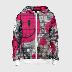 Детская толстовка на молнии Розовые смайлы граффити