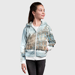 Толстовка на молнии детская Снежный день в Санкт-Петербурге, цвет: 3D-белый — фото 2