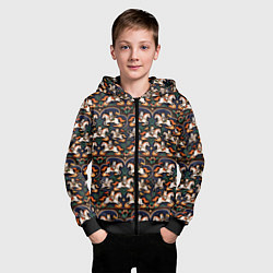 Толстовка на молнии детская Новогодние коты всадники на лошади, цвет: 3D-черный — фото 2