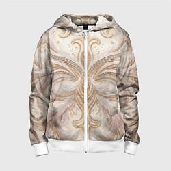 Детская толстовка на молнии Перламутровый орнамент с перьями