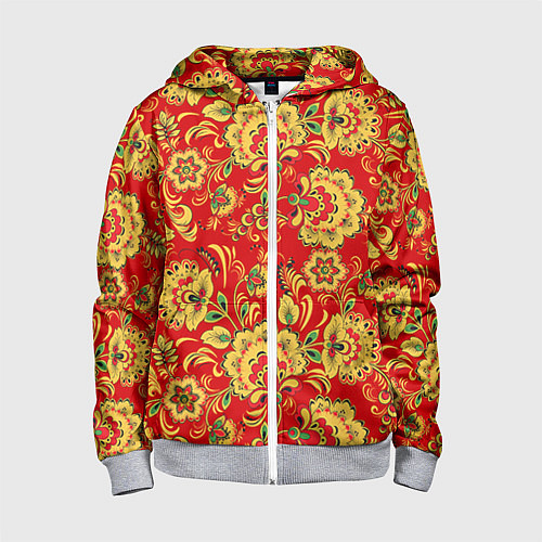 Детская толстовка на молнии Хохлома / 3D-Меланж – фото 1