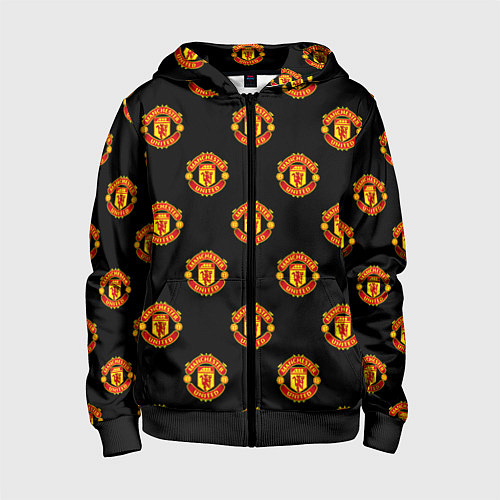 Детская толстовка на молнии Manchester United Pattern / 3D-Черный – фото 1