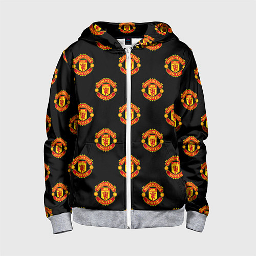 Детская толстовка на молнии Manchester United Pattern / 3D-Меланж – фото 1