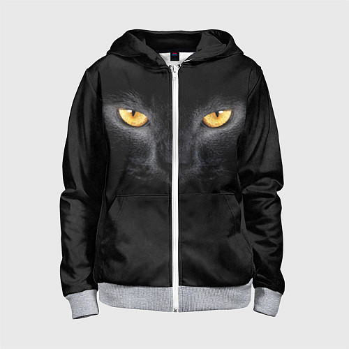 Детская толстовка на молнии Черная кошка / 3D-Меланж – фото 1