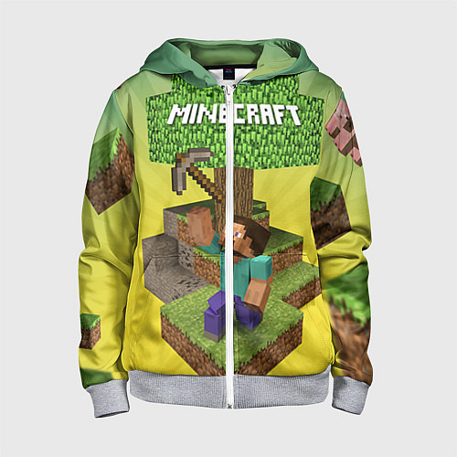 Детская толстовка на молнии Minecraft Tree / 3D-Меланж – фото 1