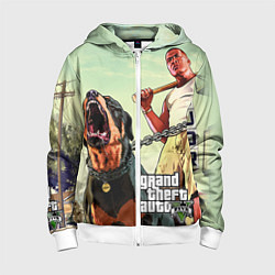 Толстовка на молнии детская GTA 5: Franklin Clinton, цвет: 3D-белый