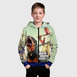 Толстовка на молнии детская GTA 5: Franklin Clinton, цвет: 3D-синий — фото 2