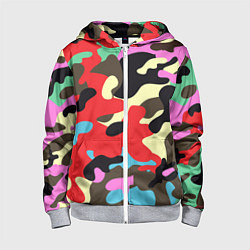 Детская толстовка на молнии Яркий камуфляж