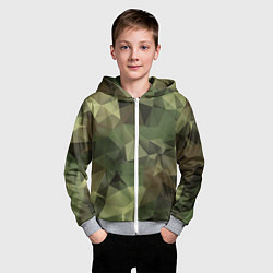 Толстовка на молнии детская Полигональный камуфляж, цвет: 3D-меланж — фото 2