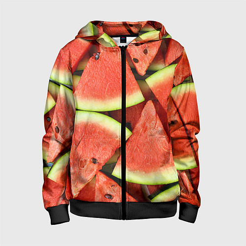 Детская толстовка на молнии Дольки арбуза / 3D-Черный – фото 1