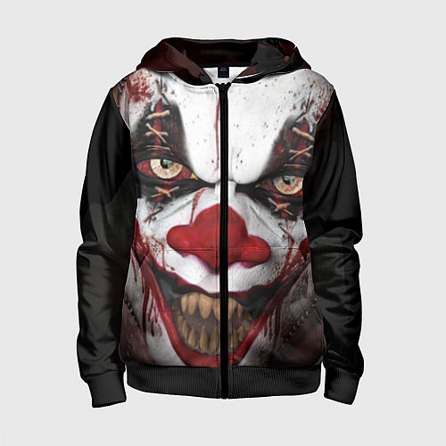 Детская толстовка на молнии Зомби клоун / 3D-Черный – фото 1