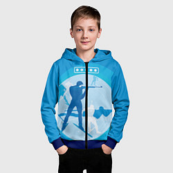 Толстовка на молнии детская Биатлон, цвет: 3D-синий — фото 2
