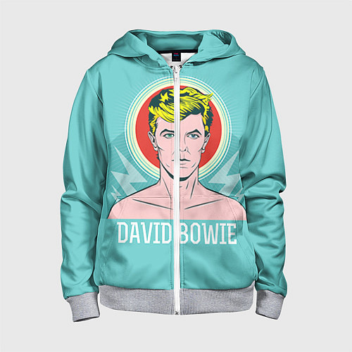 Детская толстовка на молнии David Bowie: pop-art / 3D-Меланж – фото 1
