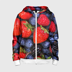 Толстовка на молнии детская Berries, цвет: 3D-белый